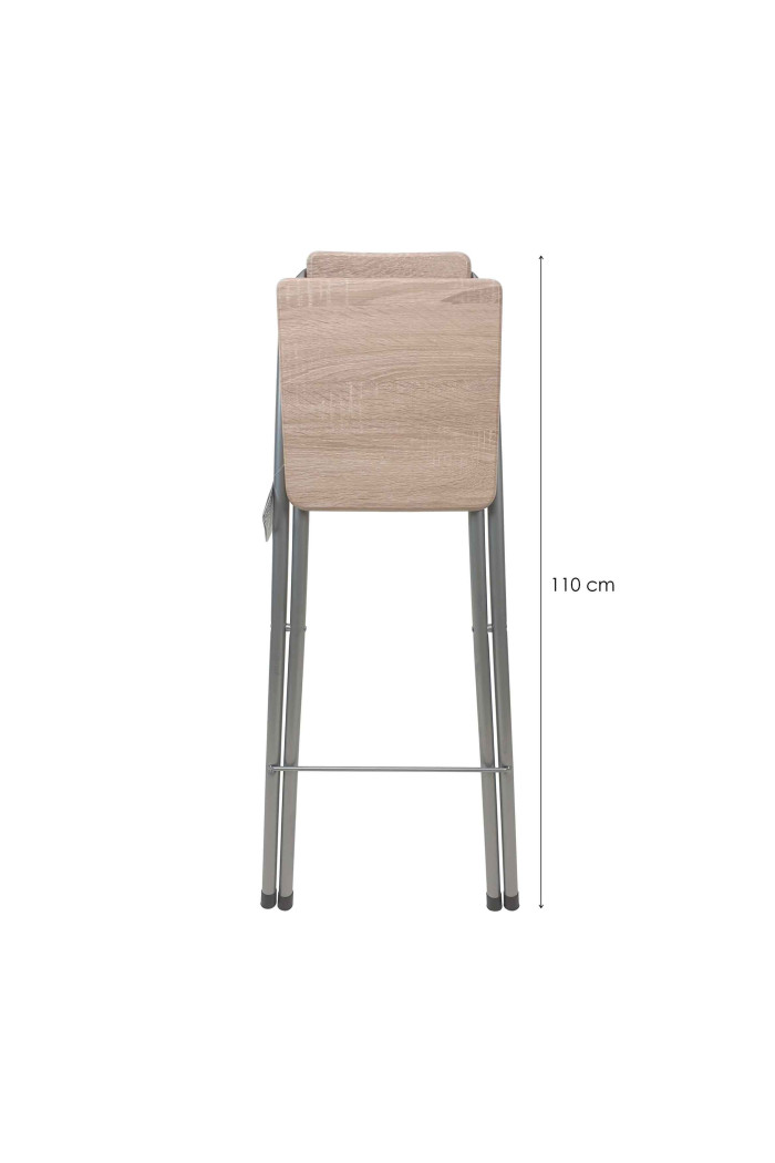 Taburete Alto Plegable Con Respaldo - Madera Clara