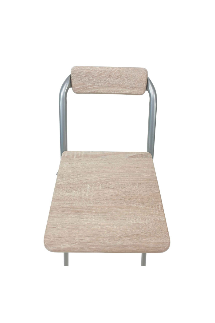 Taburete Alto Plegable Con Respaldo - Madera Clara