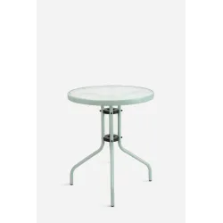 Mesa de Jardín Redonda de Metal con Base de Cristal - Ulma