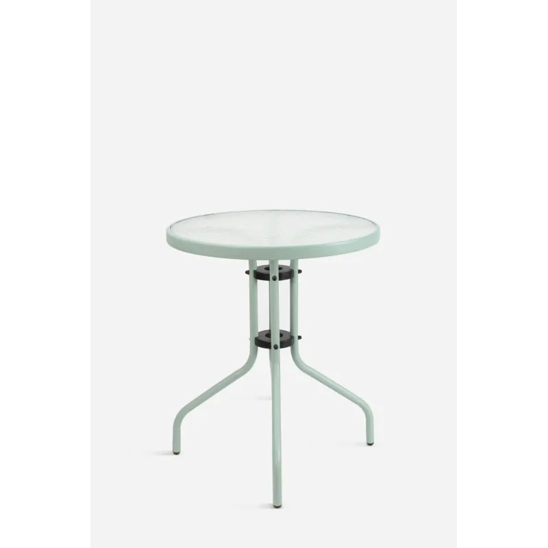 Mesa de Jardín Redonda de Metal con Base de Cristal - Varios Colores