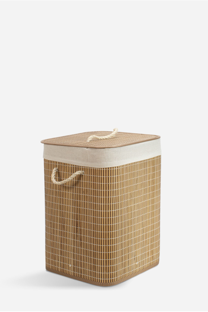 ROPERO BAMBU PLEGABLE CUAD. NATURAL C/TAPA 35X35X50 cm