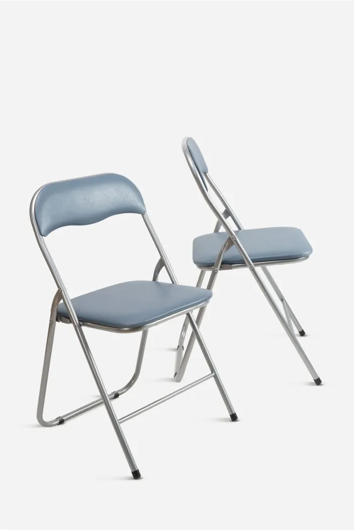 Silla de Metal Plegable Acolchada - 44 x 46 x 79 cm - Gris