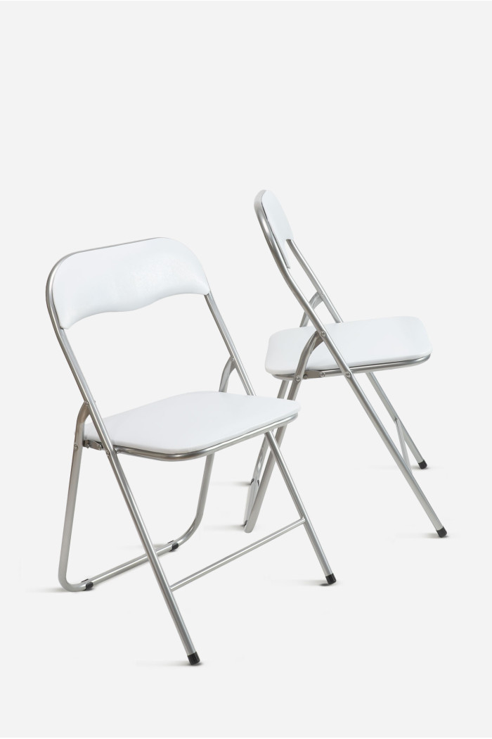 Silla Plegable Acolchadas - Asiento Auxiliar para el Hogar -44 x 46 x 79 cm (1, Blanco)