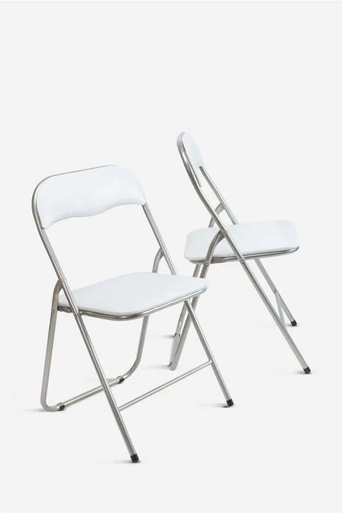 Silla de Metal Plegable Acolchada - 44 x 46 x 79 cm - Blanco