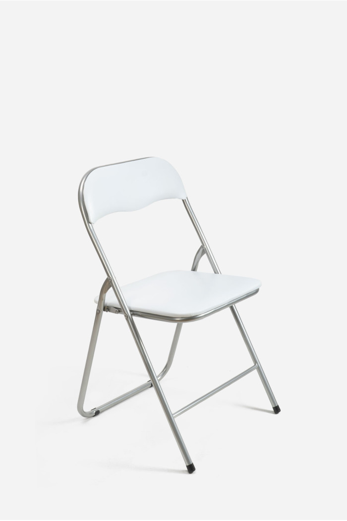 Silla Plegable Acolchadas - Asiento Auxiliar para el Hogar -44 x 46 x 79 cm (1, Blanco)