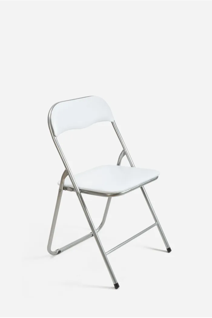 Silla de Metal Plegable Acolchada - 44 x 46 x 79 cm - Blanco