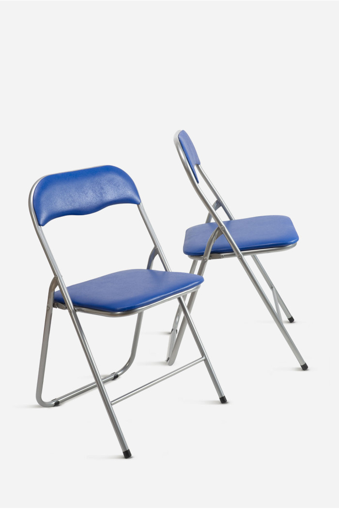 Silla Plegable Acolchadas - Asiento Auxiliar para el Hogar- 44 x 46 x 79 cm (1, Azul)