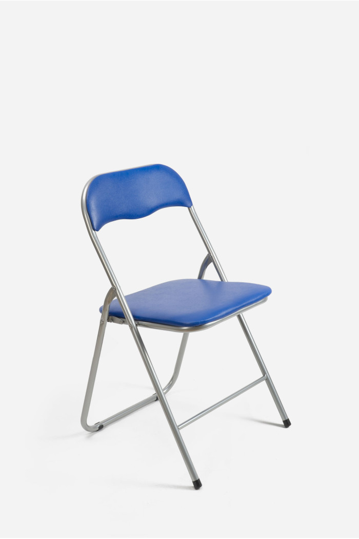 Silla Plegable Acolchadas - Asiento Auxiliar para el Hogar- 44 x 46 x 79 cm (1, Azul)