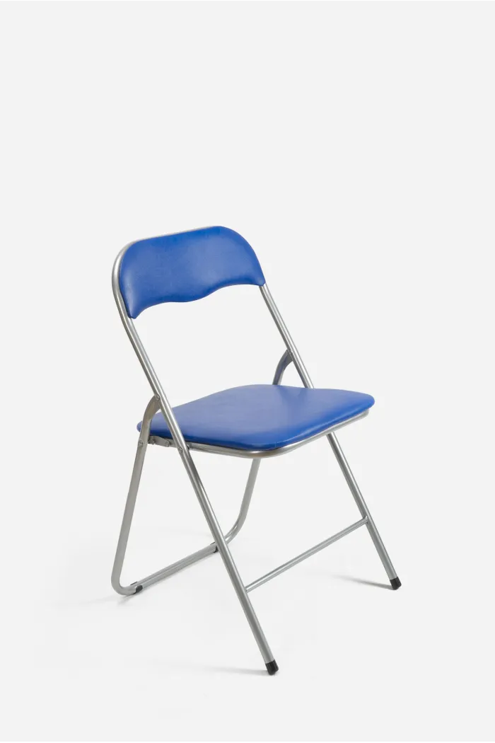 Silla de Metal Plegable Acolchada - 44 x 46 x 79 cm - Azul