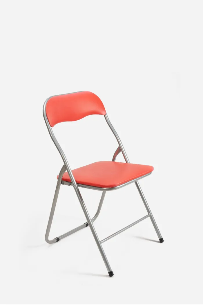 Silla de Metal Plegable Acolchada - 44 x 46 x 79 cm - Rojo