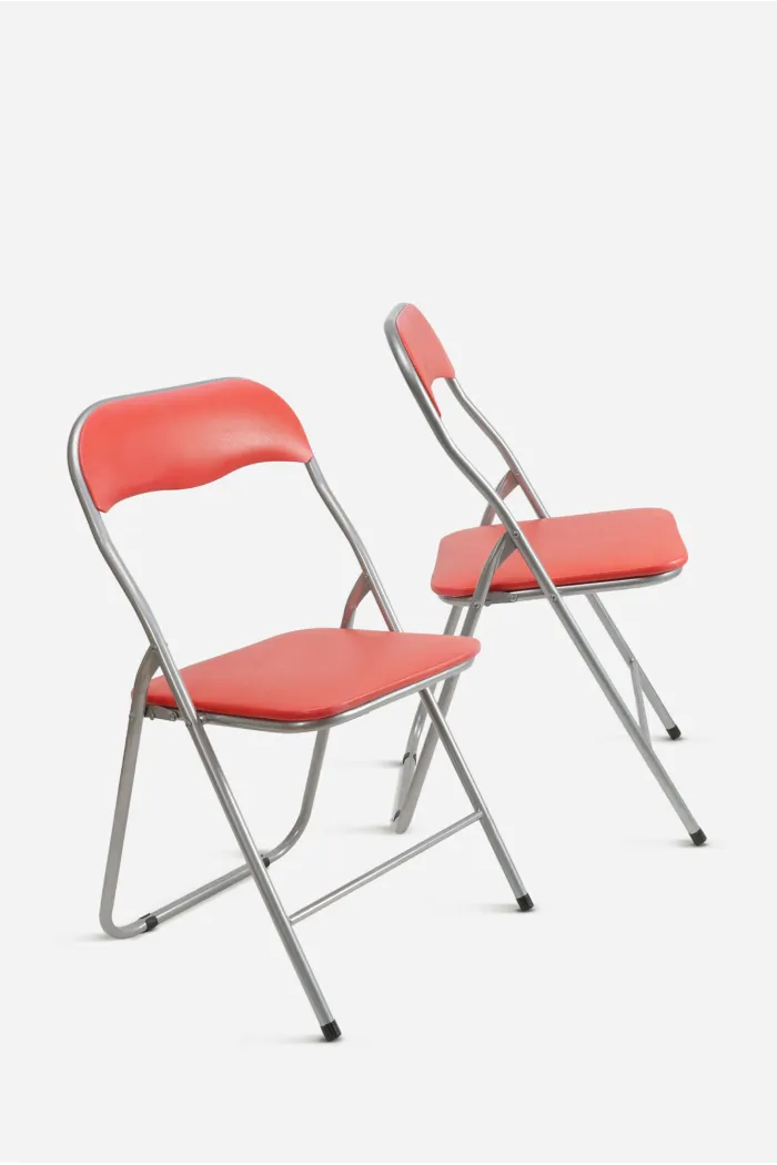 Silla de Metal Plegable Acolchada - 44 x 46 x 79 cm - Rojo