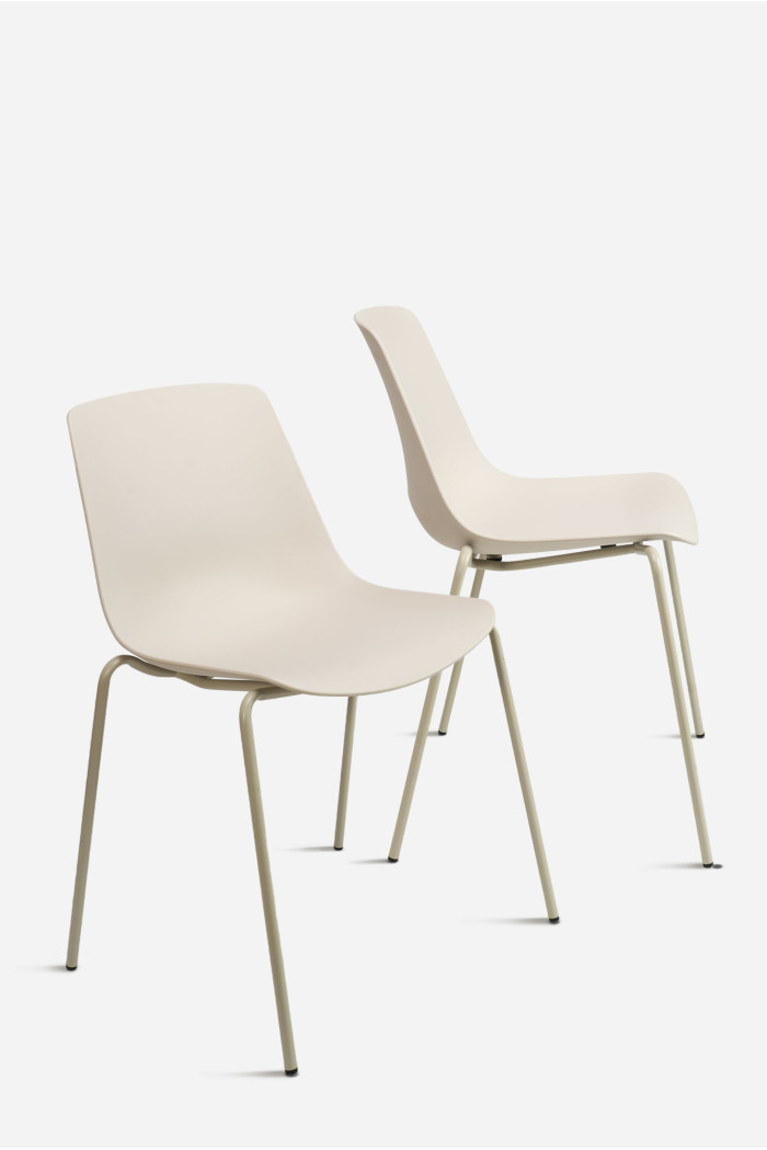 SILLA MILAN PP-METAL CREMA 55X51X82