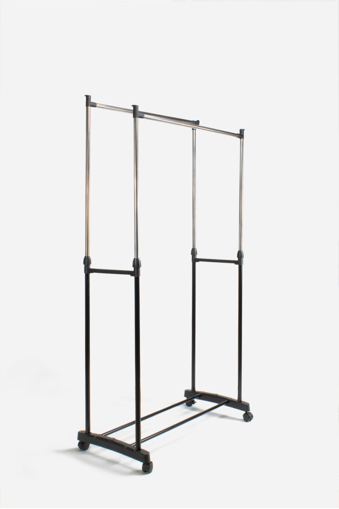 Perchero Extensible Ajustable de Metal Con Ruedas - Burro de Metal con Ruedas 80X43X90-160 cm