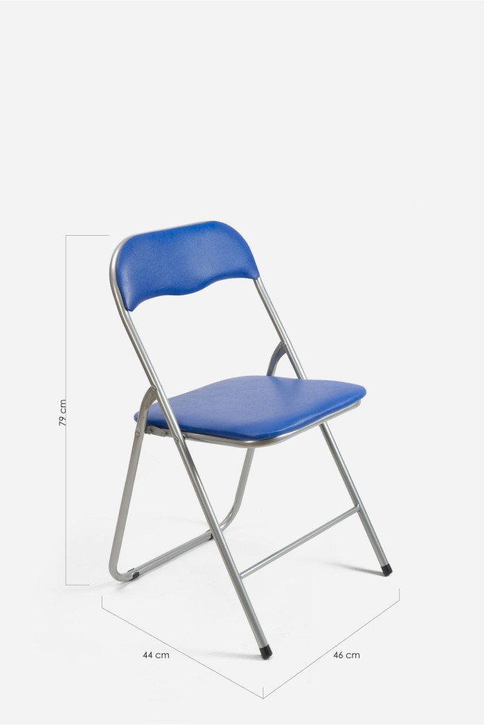 Silla de Metal Plegable Acolchada - 44 x 46 x 79 cm - Azul