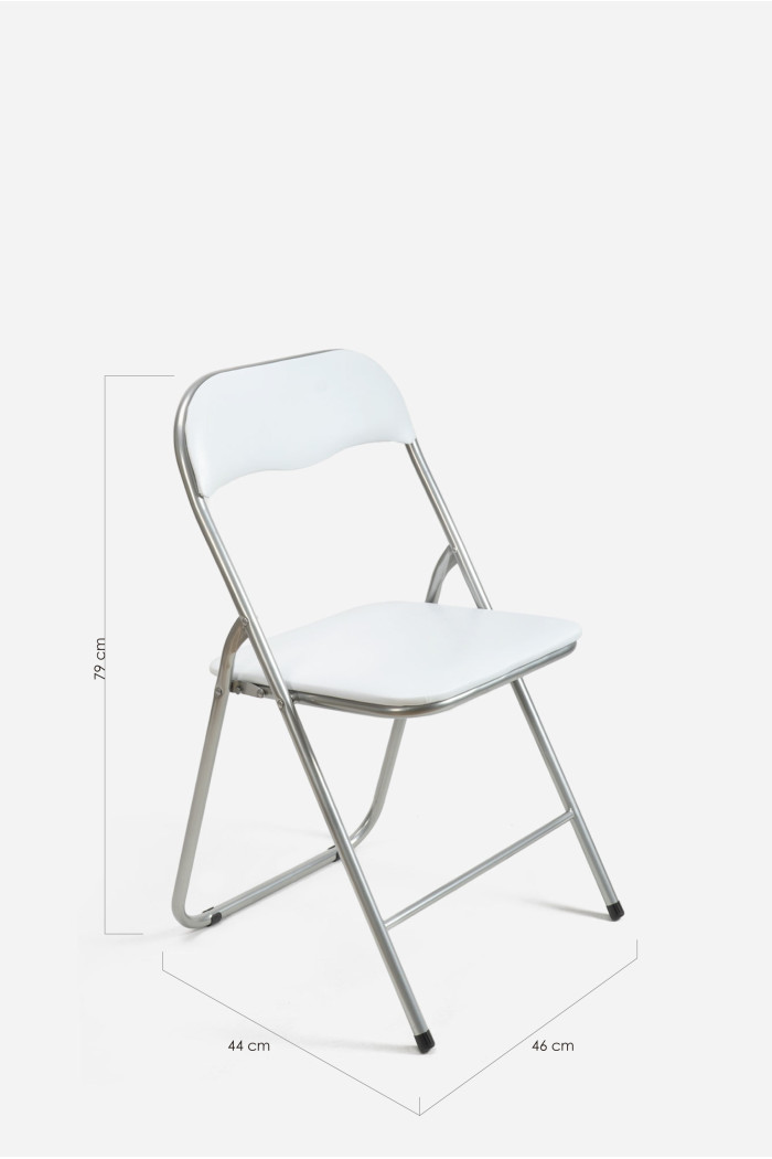 Silla de Metal Plegable Acolchada - 44 x 46 x 79 cm - Blanco