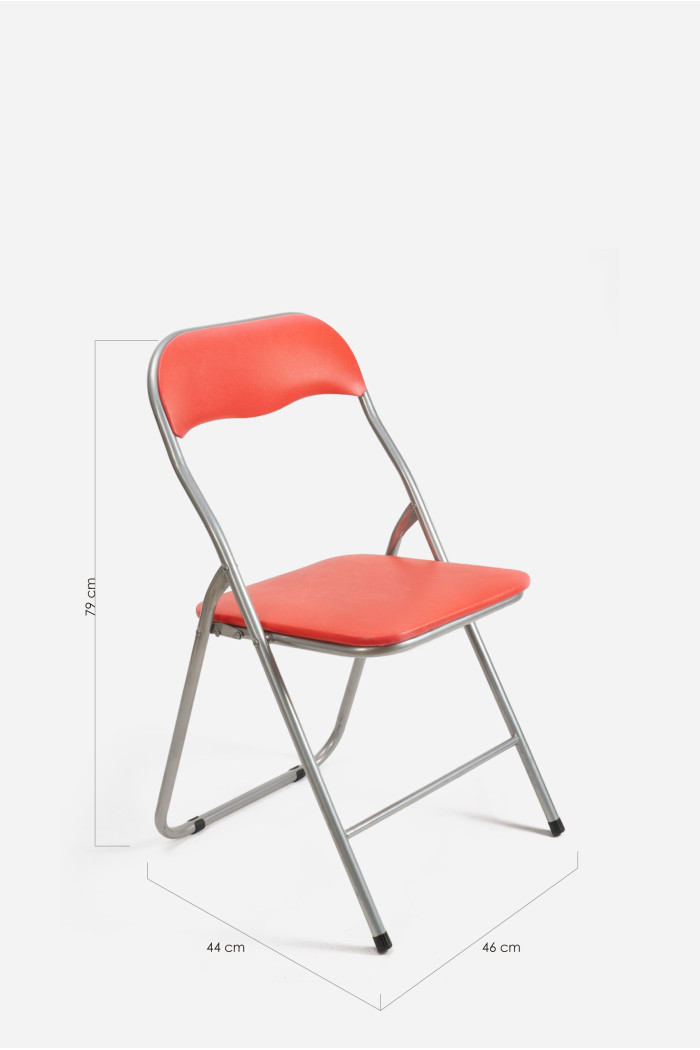 Silla de Metal Plegable Acolchada - 44 x 46 x 79 cm - Rojo