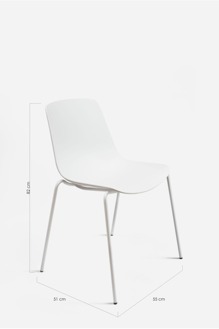 SILLA MILAN PP-METAL BLANCA 55X51X82