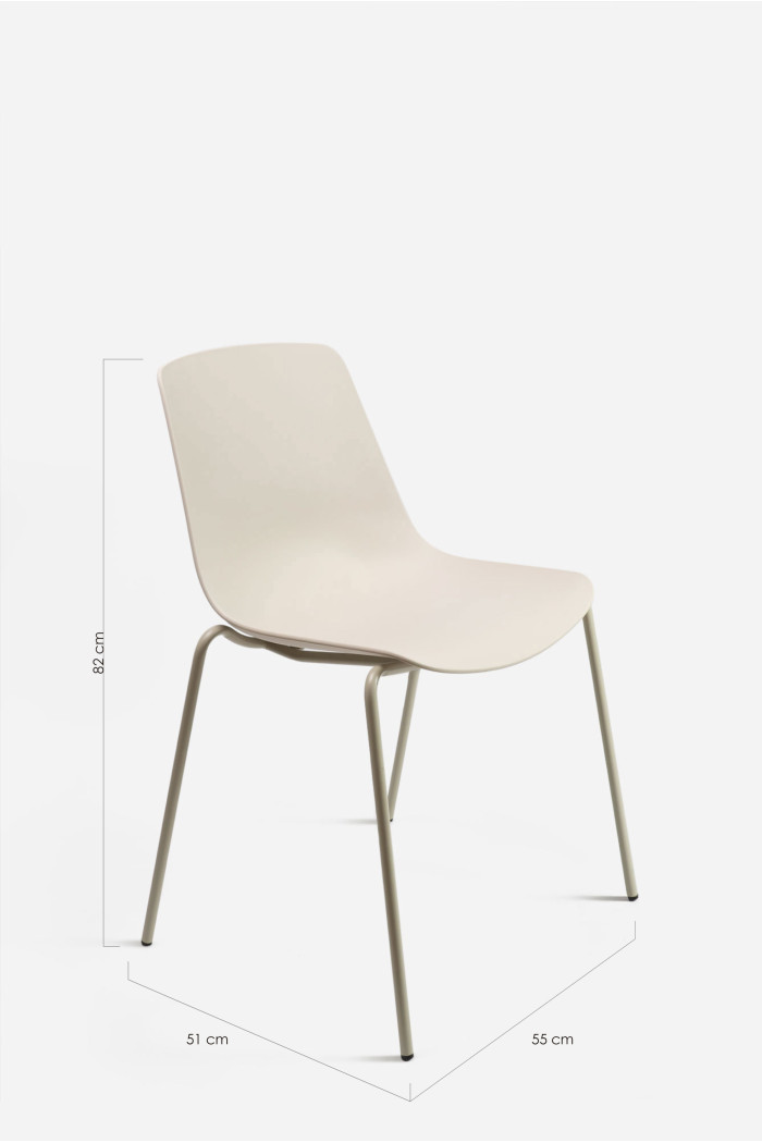 SILLA MILAN PP-METAL CREMA 55X51X82