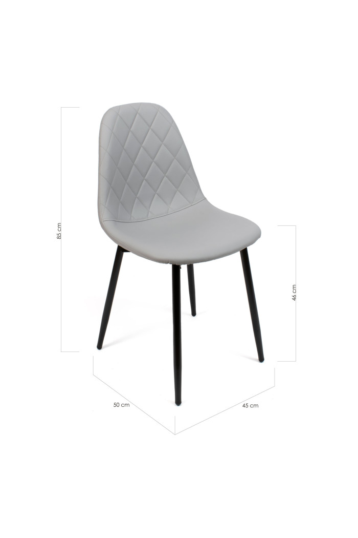 Silla de Comedor de Metal y Poliuretano Gris y Negra