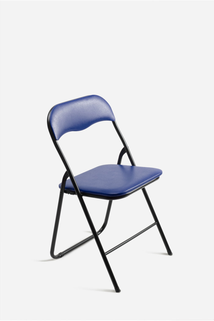 Silla de Metal Plegable Acolchada - 44 x 46 x 79 cm - Azul