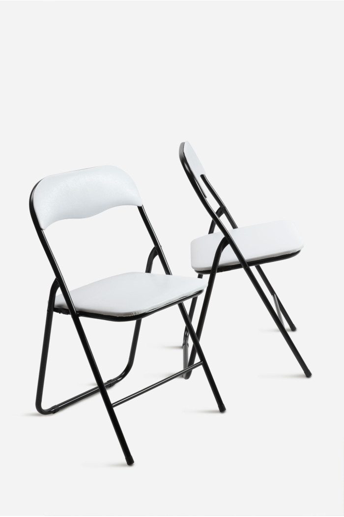 Silla de Metal Plegable Acolchada - 44 x 46 x 79 cm - Blanca