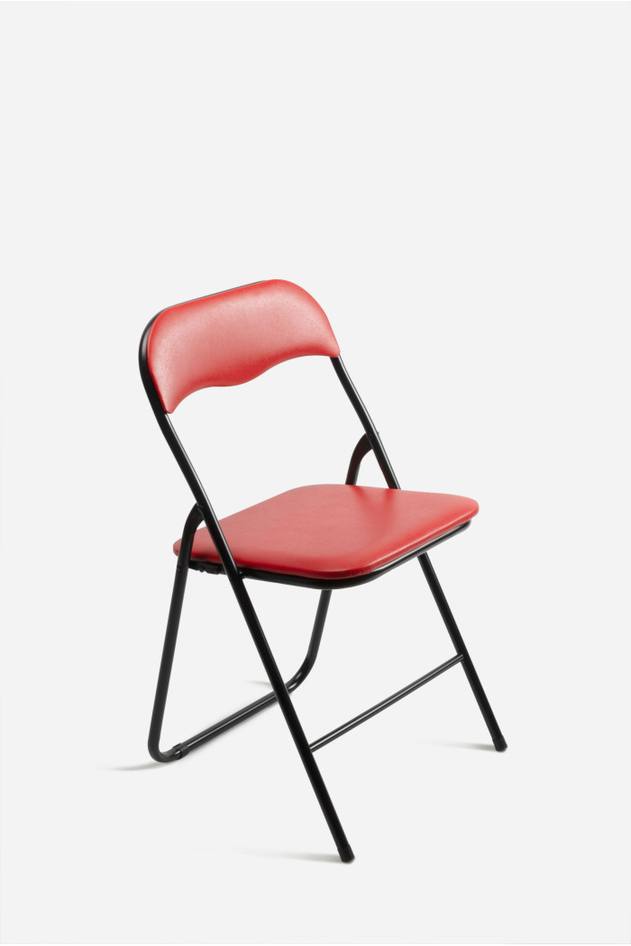 Silla de Metal Plegable Acolchada - 44 x 46 x 79 cm - Rojo