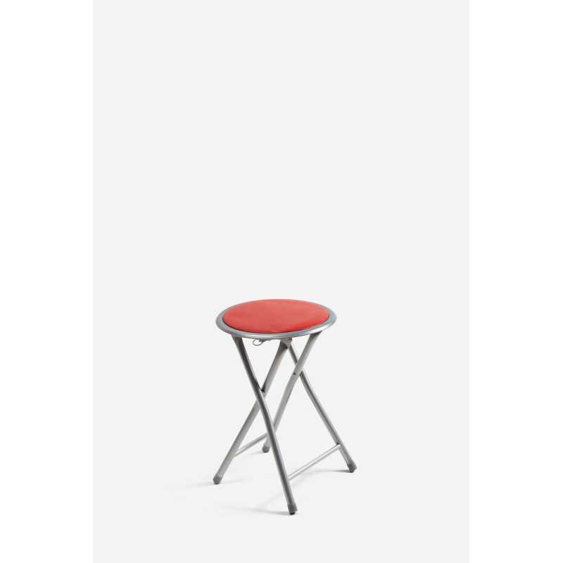 Taburete Plegable de Aluminio - Silla de Metal y Asiento Acolchado