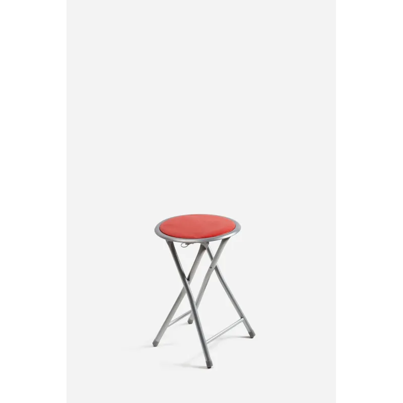 Taburete Plegable de Aluminio - Silla de Metal y Asiento Acolchado