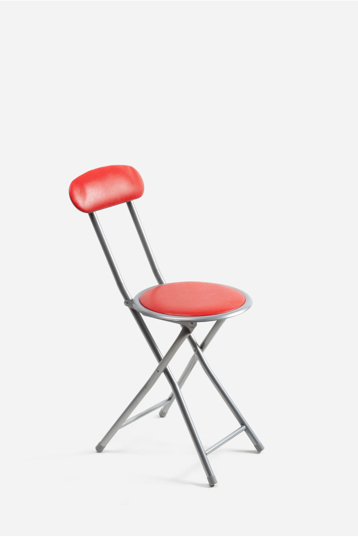 Silla Plegable de Metal con Asiento y Respaldo Acolchado - 30 x 39 x 72 cm - Rojo