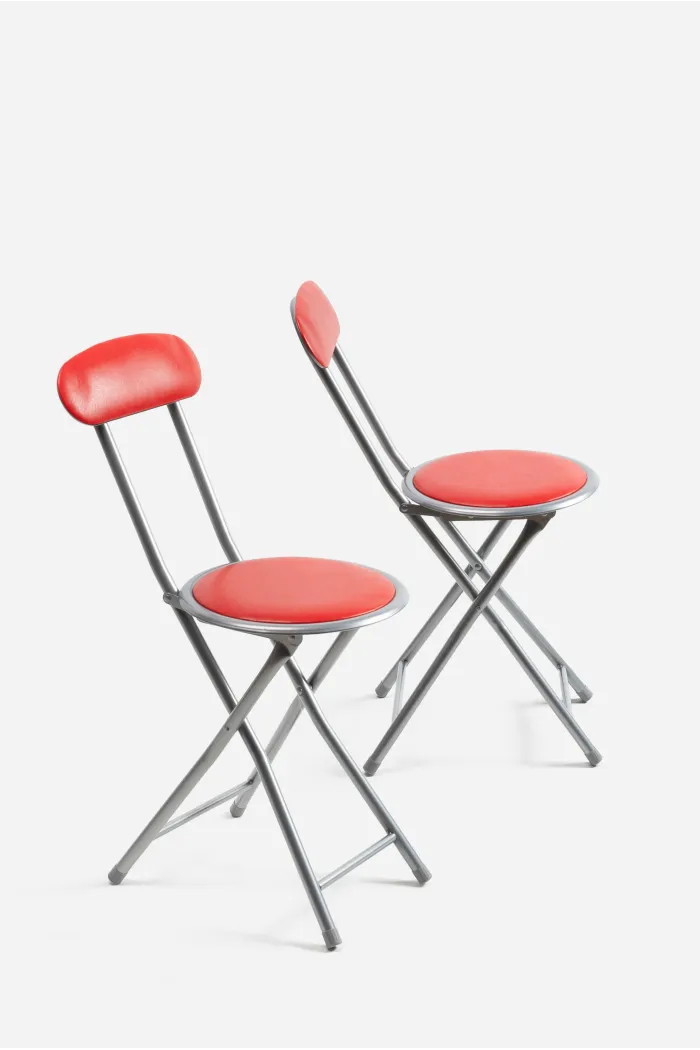 Silla Plegable de Metal con Asiento y Respaldo Acolchado - 30 x 39 x 72 cm - Rojo