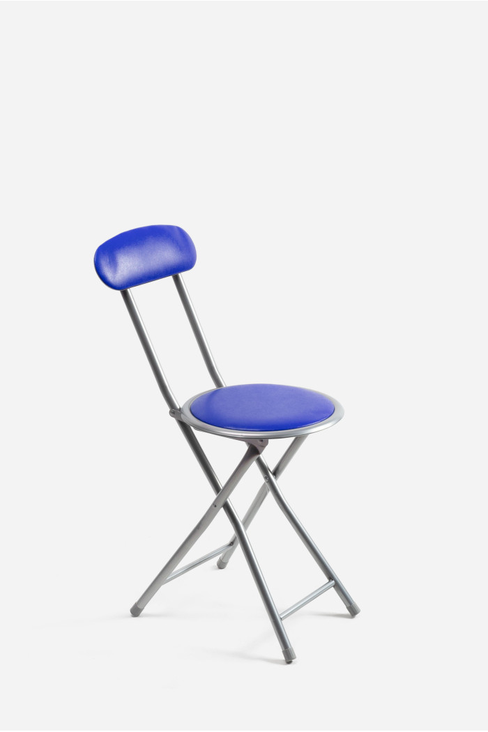 Silla Plegable de Metal con Asiento y Respaldo Acolchado - 30 x 39 x 72 cm - Azul