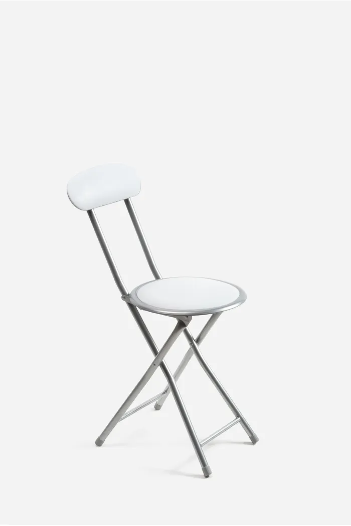 Silla Plegable de Metal con Asiento y Respaldo Acolchado Blanco
