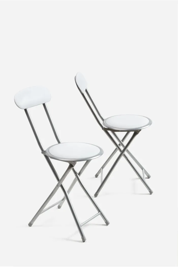 Silla Plegable de Metal con Asiento y Respaldo Acolchado Blanco
