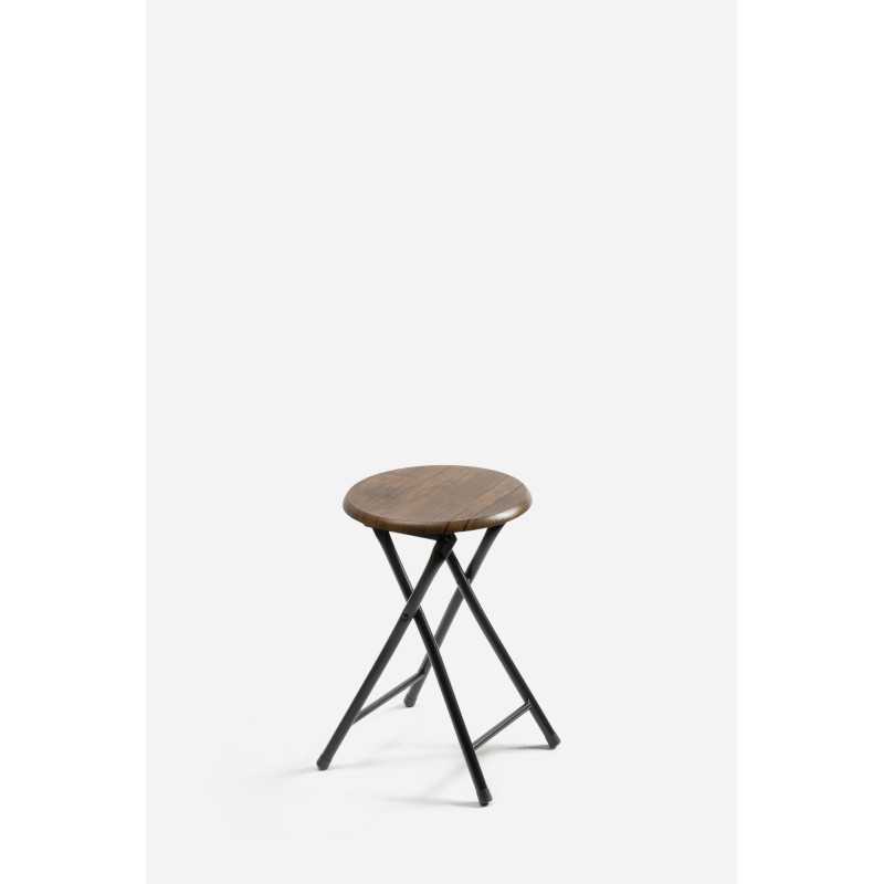 Taburete Plegable Bajo Negro Con Base de Madera