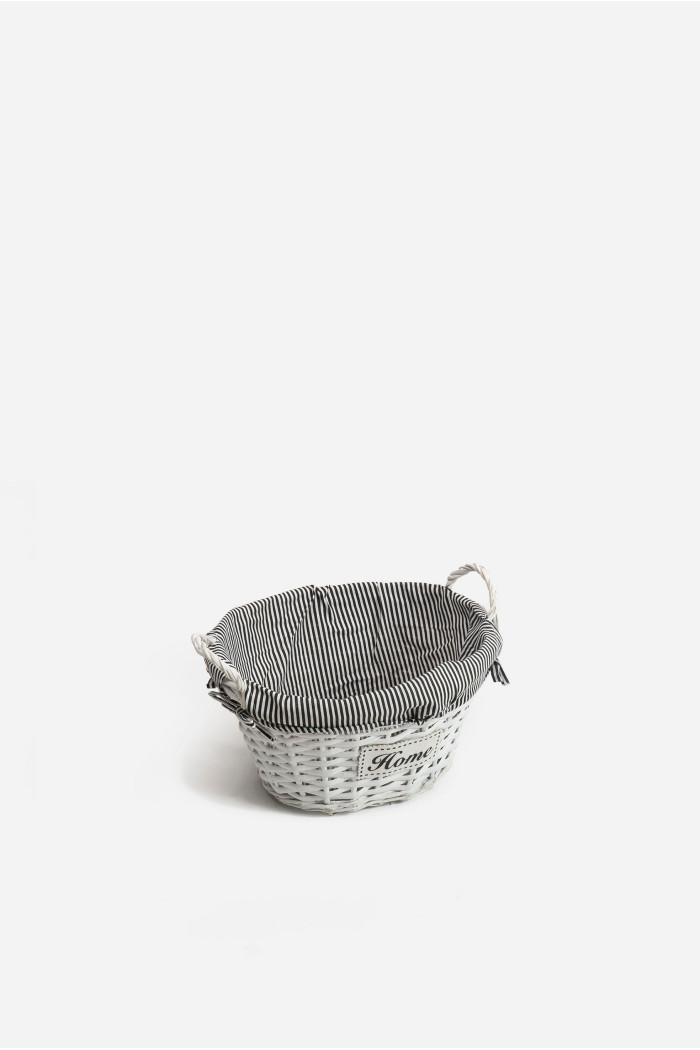 Cesta de Mimbre Ovalada Gris con Asa