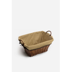 Cesta de Mimbre Rectangular Grande y Marrón con Asa - 45x32x22 cm (con Asa 26 cm)