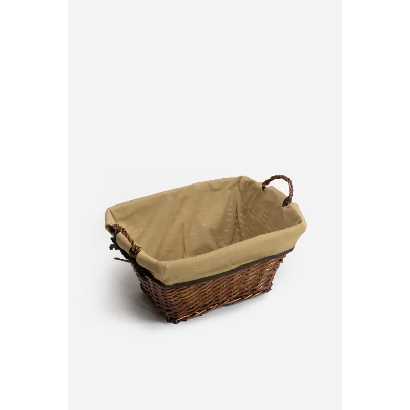 Cesta de Mimbre Rectangular Grande y Marrón con Asa