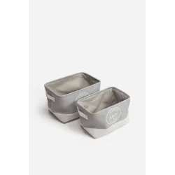 Set 2 Cajoneras Rectangulares de Tela Gris - 3 Modelos