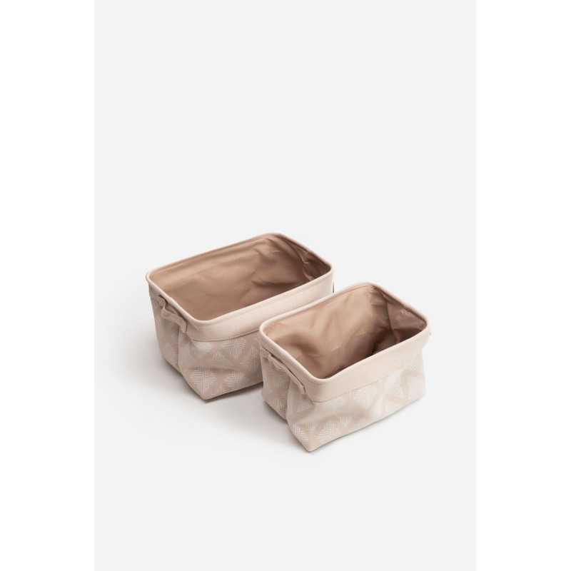 Set 2 Cajoneras Rectangulares de Tela Color Crema 37X27X22 cm
