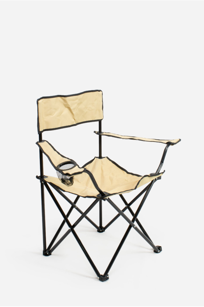 SILLA CAMPING PLEGABLE CREMA 50X81X80