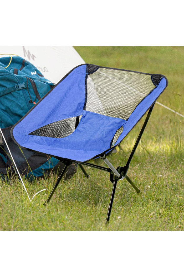 SILLA CAMPING PLEGABLE AZUL 55X34X65