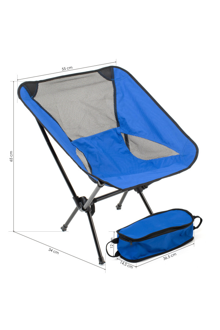 SILLA CAMPING PLEGABLE AZUL 55X34X65