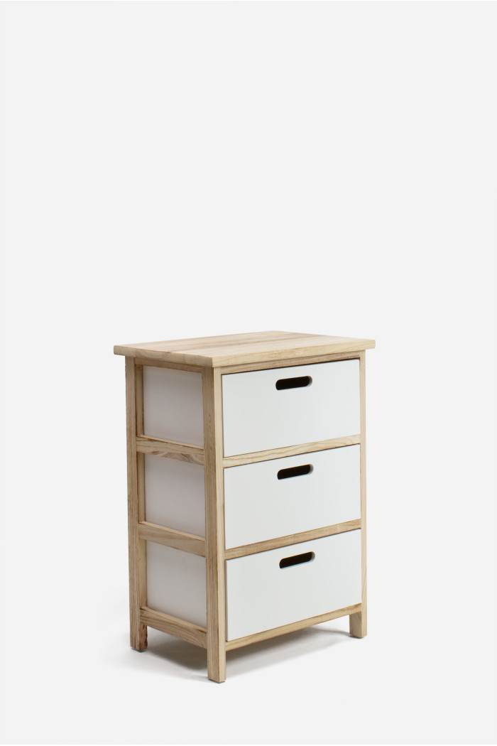 Mueble Cajonera de Madera Natural de 2,3 y 4 Cajones Color Blanco