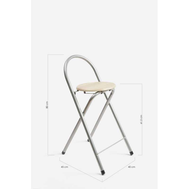 Taburete Plegable con Respaldo - Alto. 80 cm x Largo. 40 cm
