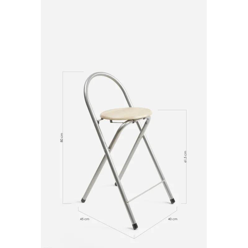 Taburete Plegable con Respaldo - Alto. 80 cm x Largo. 40 cm