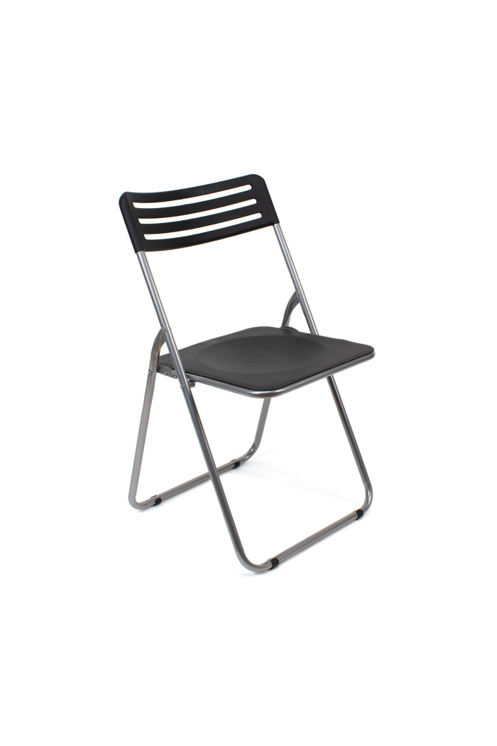 Silla plegable de metal y PVC - Negro