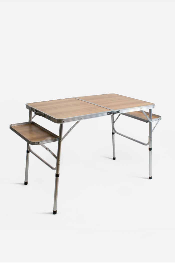 Conjunto de Mesa y Sillas Camping de Aluminio y Madera