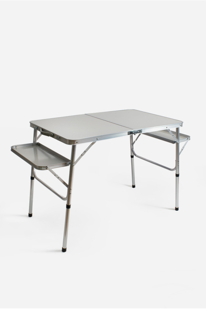 Conjunto de Mesa y Sillas Camping de Aluminio Gris