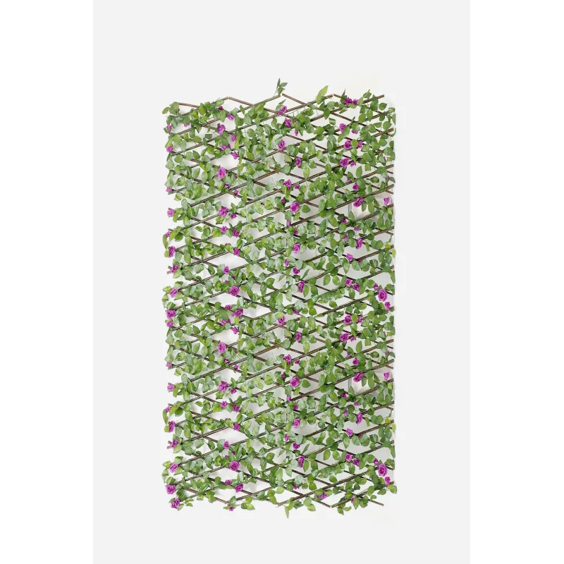 Celosía de Mimbre Extensible Verde Con Hojas 190X100cm