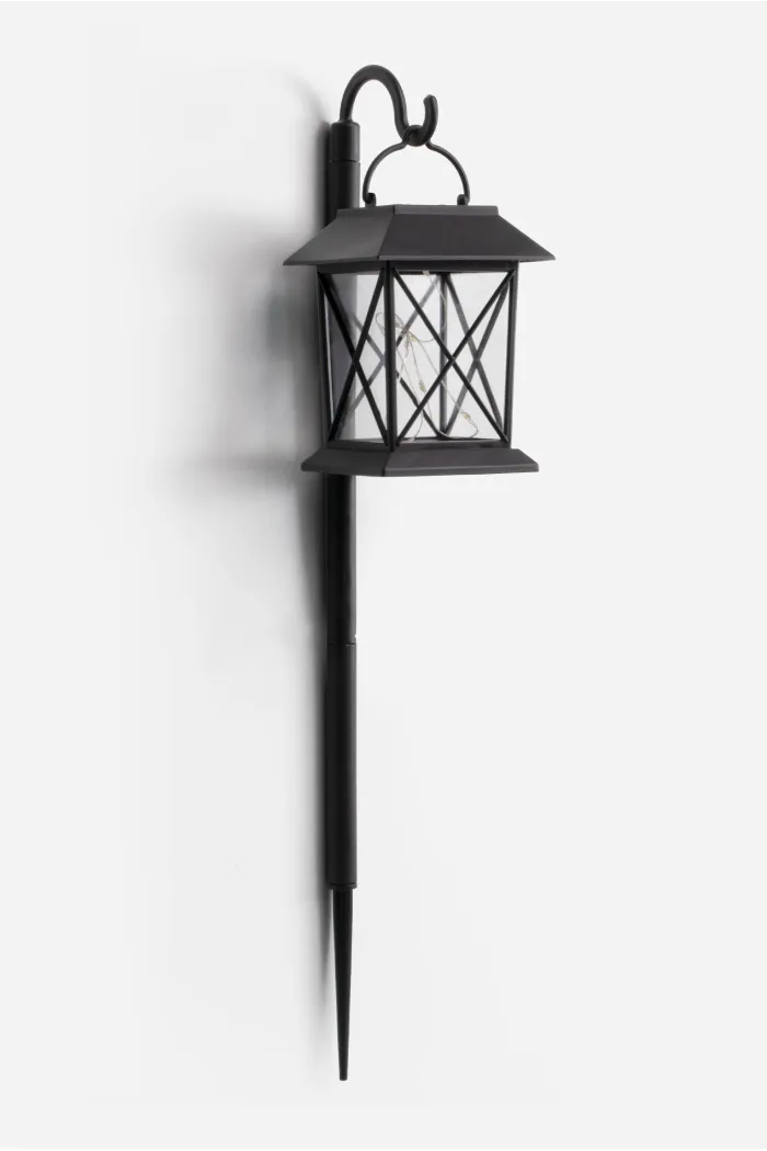 PACK DE 24 FAROLES LUZ SOLAR CON GANCHO PP 8X8X42,5 cm - LUZ CÁLIDA